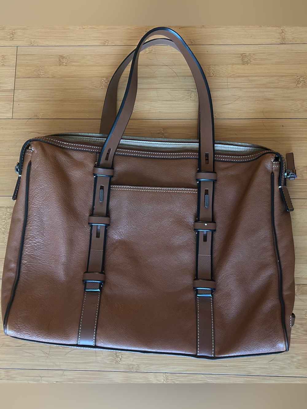 Tumi Brown Leather Work Tote Bag - Mission Harrison